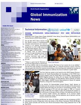 Global Immunization News 30 April 2012