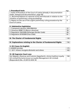 I. Procedural Texts 1. Rules of Procedure of the Court of Justice