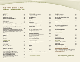 Hair Service Descriptions & Price List