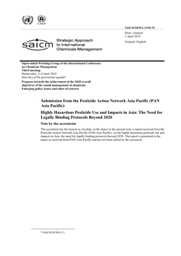 (PAN Asia Pacific): Highly Hazardous Pesticide Use and Impacts In