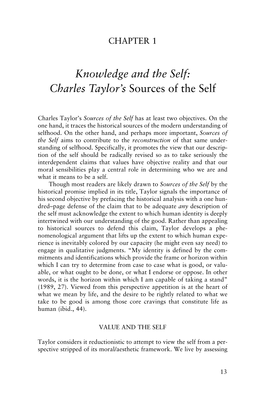 Charles Taylor's Sources of the Self