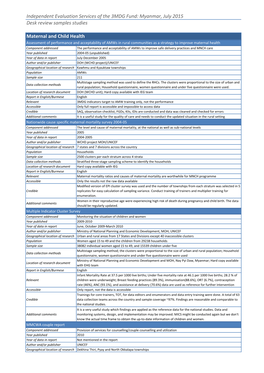 Maternal and Child Health Independent Evaluation Services of the 3MDG Fund: Myanmar