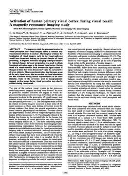 Activation of Human Primary Visual Cortex During Visual Recall