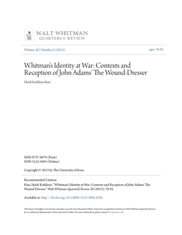 Contexts and Reception of John Adams' the Wound-Dresser.