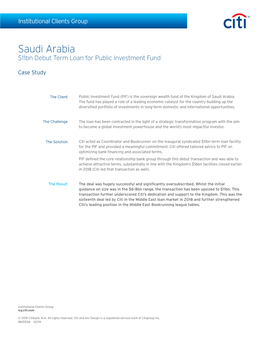 Saudi Arabia $11Bn Debut Term Loan for Public Investment Fund