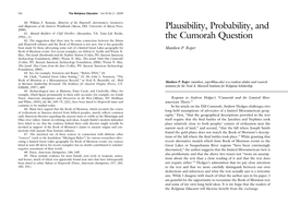 Plausibility, Probability, and the Cumorah Question 137