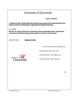 Barriers to Urban Greenspace Planning in the Kumasi Metropolis: Implications and Hints for Climate Change Interventions in Ghana’S Urban Areas