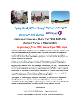 Spring Break 2022- Colors of SEOUL & BUSAN
