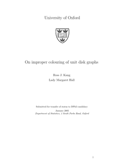 University of Oxford on Improper Colouring of Unit Disk Graphs