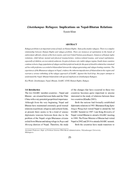 Lhotshampas Refugees: Implications on Nepal-Bhutan Relations Eyasin Khan