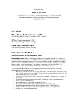 Robert Mcdonald CV