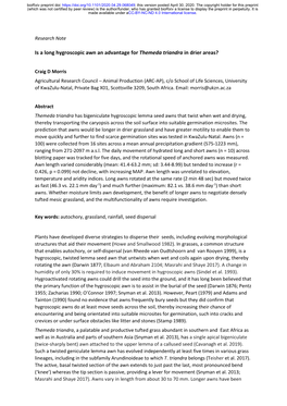 Is a Long Hygroscopic Awn an Advantage for Themeda Triandra in Drier Areas?