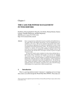 Chapter 1 the CASE for POWER MANAGEMENT in WEB SERVERS