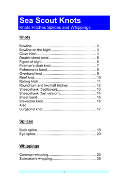 Sea Scout Knots Knots Hitches Splices and Whippings