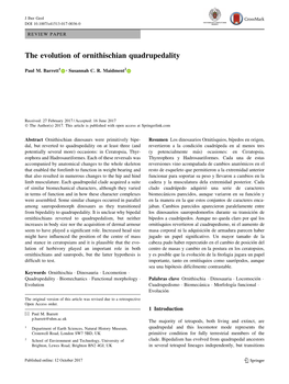 The Evolution of Ornithischian Quadrupedality