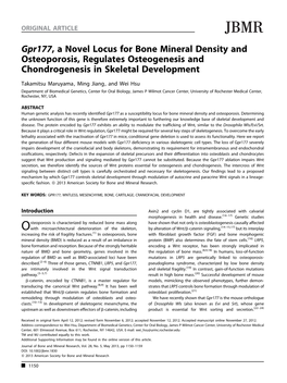 Gpr177, a Novel Locus for Bone Mineral Density and Osteoporosis, Regulates Osteogenesis and Chondrogenesis in Skeletal Development