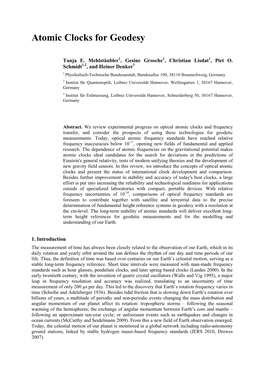 Atomic Clocks for Geodesy