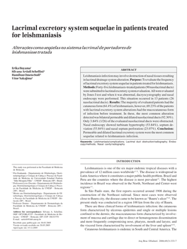 Lacrimal Excretory System Sequelae in Patients Treated for Leishmaniasis