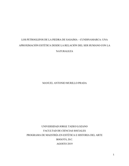 Los Petroglifos De La Piedra De Sasaima – Cundinamarca: Una Aproximación Estética Desde La Relación Del Ser Humano Con La N