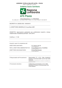 AGENZIA TUTELA SALUTE (ATS) - PAVIA (DGR N
