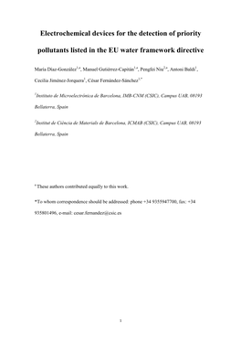 Electrochemical Devices for the Detection of Priority Pollutants Listed