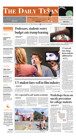 Professors, Students Worry Budget Cuts Trump Learning UT Student Fares Well in Film Industry