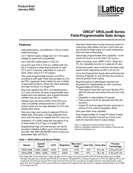 ORCA Or3lxxxb Series Field-Programmable Gate Arrays