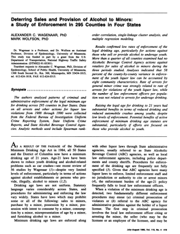 Deterring Sales and Provision of Alcohol to Minors: a Study of Enforcement in 295 Counties in Four States