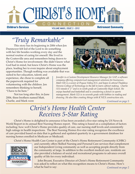 “Truly Remarkable” Christ's Home Health Center Receives 5-Star Rating