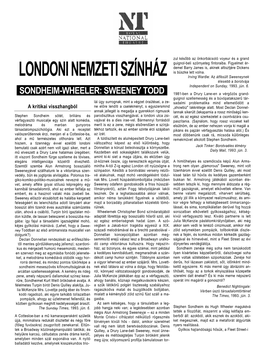 SZÍNHÁZ Irving Wardle: Az Átfésült Sweeneynek Élesebb a Borotvája Independent on Sunday, 1993