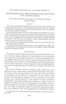 Montmorillonite: High Temperature Reactions and Classification