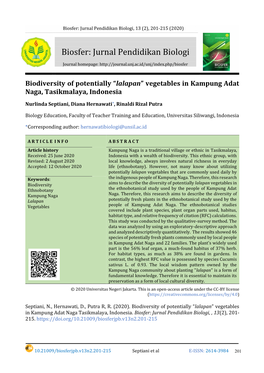 Biosfer: Jurnal Pendidikan Biologi, 13 (2), 201-215 (2020)