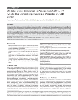 Off-Label Use of Itolizumab in Patients with COVID-19 ARDS: Our Clinical