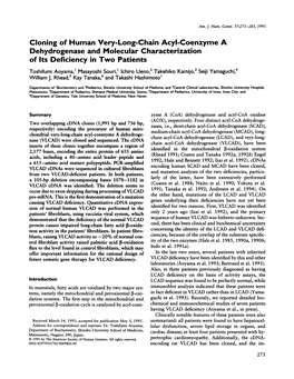 Cloning of Human Very-Long-Chain Acyl-Coenzyme a Dehydrogenase