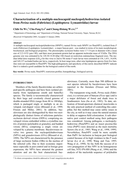 Characterization of a Multiple-Nucleocapsid Nucleopolyhedrovirus Isolated from Perina Nuda (Fabricius) (Lepidoptera: Lymantriidae) Larvae