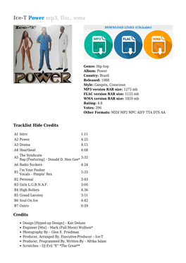 Ice-T Power Mp3, Flac, Wma