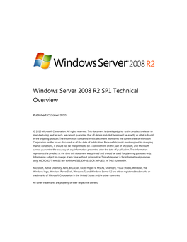 Windows Server 2008 R2 SP1 Technical Overview