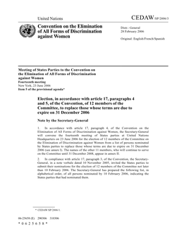 Convention on the Elimination of All Forms of Discrimination Against Women Fourteenth Meeting New York, 23 June 2006 Item 5 of the Provisional Agenda*