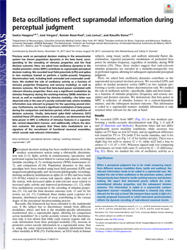 Beta Oscillations Reflect Supramodal Information During Perceptual Judgment