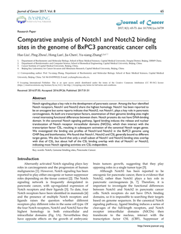 Comparative Analysis of Notch1 and Notch2 Binding Sites in the Genome