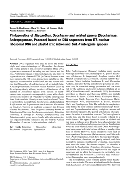 Phylogenetics of Miscanthus, Saccharum and Related Genera