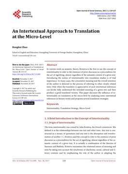 An Intertextual Approach to Translation at the Micro-Level