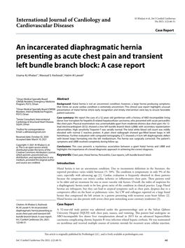 An Incarcerated Diaphragmatic Hernia Presenting As Acute Chest Pain and Transient Left Bundle Branch Block: a Case Report