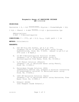 Sarcosine Oxidase (Ec 1.5.3.1)