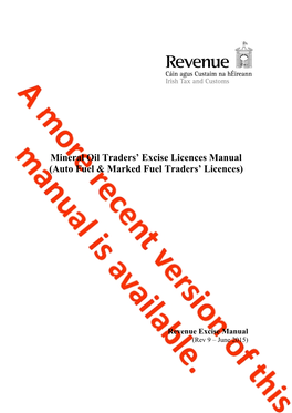 Mineral Oil Traders' Excise Licences Manual