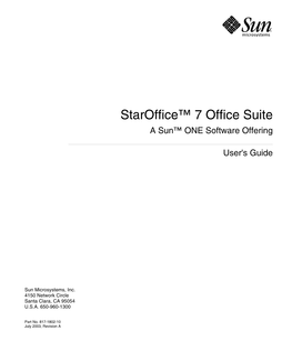 Staroffice™ 7 Office Suite a Sun™ ONE Software Offering