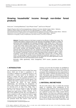Growing Households' Income Through Non-Timber Forest Products