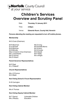 Children's Services Overview and Scrutiny Panel