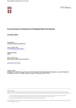 A Java Processor Architecture for Embedded Real-Time Systems