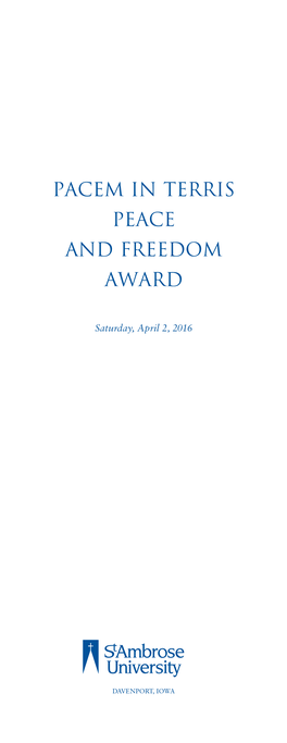 Pacem in Terris Peace and Freedom Award